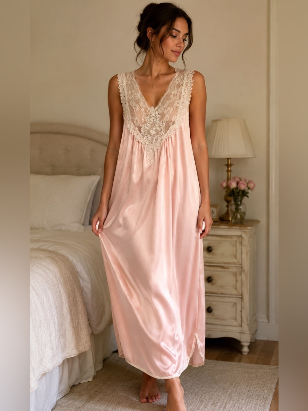 Vtg. Christian Dior Lingerie 
Pink Nightgown Size Petite pre-owned